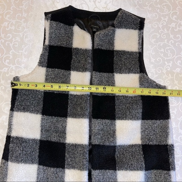 Talbots Wool Blend Buffalo Plaid Long Vest in Black,  White and Gray - Picture 13 of 16